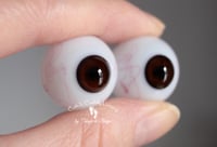 Image 2 of 20mm - Full Round - German Glass Eyes - Dark Brown with Veins