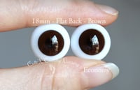 Image 1 of 18mm - German Glass Eyes - Flat Back - Economy Eyes - Brown