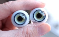 Image 4 of 22mm - Full Round -  Solid - German Glass Eyes - Light Blue w/Green