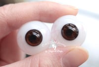 Image 4 of 20mm - Full Round - German Glass Eyes - Dark Brown with Veins