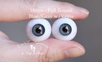 Image 1 of 18mm - Full Round - German Glass Eyes - Blue/Gray with Veins