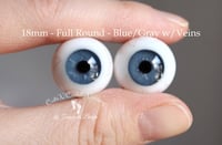 Image 1 of 18mm - Full Round - German Glass Eyes - Blue/Gray w/ Veins