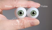 Image 1 of 20mm - Full Round - German Glass Eyes - Green with Veins - Imperfect