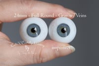 Image 1 of 24mm - Full Round - German Glass Eyes - Gray w/Veins - Imperfect