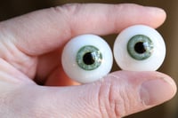 Image 4 of 22mm - Full Round - German Glass Eyes - Green with Veins - Imperfect