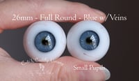 Image 1 of 26mm - Full Round -  German Glass Eyes - Blue w/veins - Small Pupils