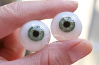 Image 4 of 20mm - Full Round - German Glass Eyes - Green with Veins - Imperfect