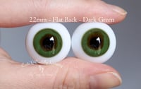 Image 1 of 22mm - German Glass Eyes - Flat Back -  Dark Green
