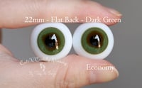 Image 1 of 22mm - German Glass - Flat Back - Economy Eyes - Dark Green