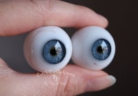 Image 2 of 26mm - Full Round -  German Glass Eyes - Blue w/veins - Small Pupils