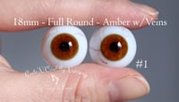 Image 1 of 18mm - Full Round - German Glass Eyes - Amber with Veins - Imperfect