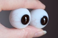 Image 2 of 26mm - Full Round - German Glass Eyes - Dark Brown w/Veins - Imperfect