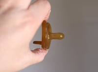 Image 5 of Silicone Pacifier - Amber - Flat Nipple - Newborn and Up