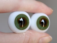 Image 2 of 22mm - German Glass - Flat Back - Economy Eyes - Dark Green