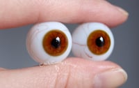 Image 2 of 18mm - Full Round - German Glass Eyes - Amber with Veins - Imperfect