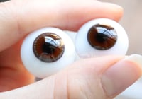 Image 4 of 20mm - German Glass Eyes - Flat Back - Economy Eyes - Chocolate Brown