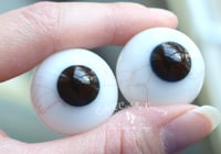 Image 4 of 26mm - Full Round - German Glass Eyes - Dark Brown w/Veins - Imperfect
