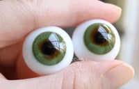 Image 4 of 22mm - German Glass - Flat Back - Economy Eyes - Dark Green