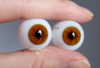 Image 6 of 18mm - Full Round - German Glass Eyes - Amber with Veins - Imperfect