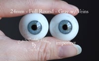 Image 1 of 24mm - Full Round -  German Glass Eyes - Gray w/Veins - Large Pupils - Imperfect