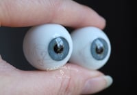 Image 2 of 24mm - Full Round -  German Glass Eyes - Gray w/Veins - Large Pupils - Imperfect