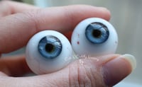 Image 4 of 24mm - Full Round -  German Glass Eyes - Blue  w/Veins