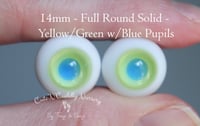 Image 1 of 14mm - Full Round Solid - Green w/Bue Pupils