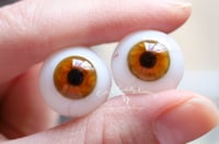 Image 8 of 18mm - Full Round - German Glass Eyes - Amber with Veins - Imperfect
