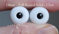 Image 1 of 14mm - Full Round Solid Glass Eyes- Clear with Black Pupil