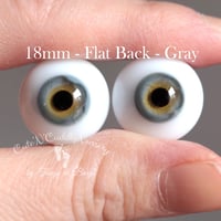 Image 1 of 18mm - German Glass Eyes - Flat Back - Gray