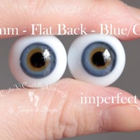 Image 1 of 18mm - German Glass Eyes - Flat Back - Blue/Gray - imperfect
