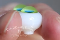 Image 3 of 14mm - Full Round Solid - Green w/Bue Pupils