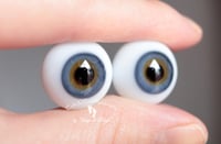 Image 2 of 18mm - German Glass Eyes - Flat Back - Blue/Gray - imperfect