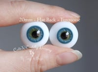 Image 1 of 20mm - German Glass Eyes - Flat Back - Turquoise