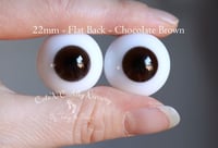 Image 1 of 22mm - German Glass Eyes - Flat Back - Chocolate Brown