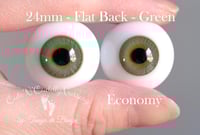 Image 1 of 24mm - German Glass - Flat Back - Economy Eyes - Green