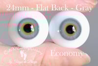 Image 1 of 24mm - German Glass - Flat Back - Economy Eyes - Gray