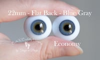 Image 1 of 22mm - German Glass - Flat Back - Economy Eyes - Blue/Gray