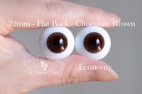 Image 1 of 22mm - German Glass - Flat Back - Economy Eyes - Chocolate Brown