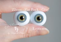 Image 1 of 22mm - German Glass - Flat Back - Economy Eyes - Gray