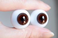 Image 2 of 22mm - German Glass - Flat Back - Economy Eyes - Chocolate Brown