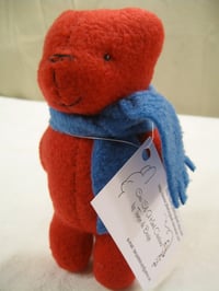 Image 4 of Plush Fleece Bear with Scarf - Red