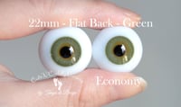 Image 1 of 22mm - German Glass - Flat Back - Economy Eyes - Green