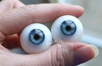 Image 4 of 24mm - Full Round -  German Glass Eyes - Blue  w/Veins - Small Pupils