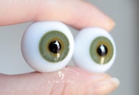Image 2 of 22mm - German Glass - Flat Back - Economy Eyes - Green
