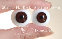 Image 1 of 20mm - German Glass Eyes - Flat Back - Economy Eyes - Medium Brown