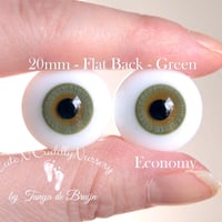 Image 1 of 20mm - German Glass Eyes - Flat Back - Economy Eyes - Green