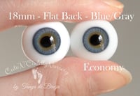 Image 1 of 18mm - German Glass Eyes - Flat Back - Economy Eyes - Blue/Gray