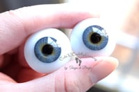 Image 4 of 24mm - German Glass - Flat Back - Economy Eyes - Blue/Gray