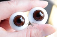 Image 4 of 22mm - German Glass - Flat Back - Economy Eyes - Chocolate Brown